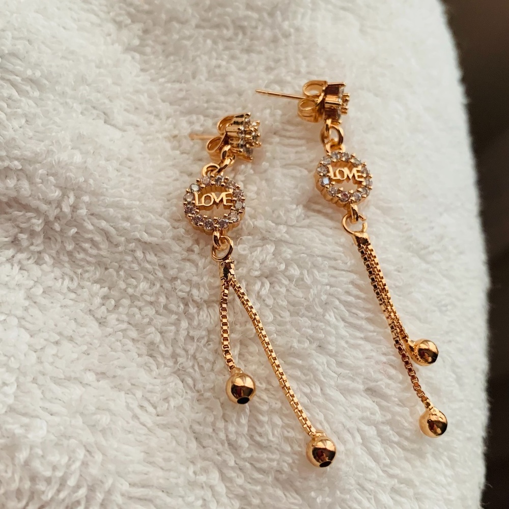 Gold Plated LOVE  Drop Earring